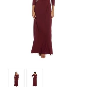 R & M Richards cold shoulder evening gown